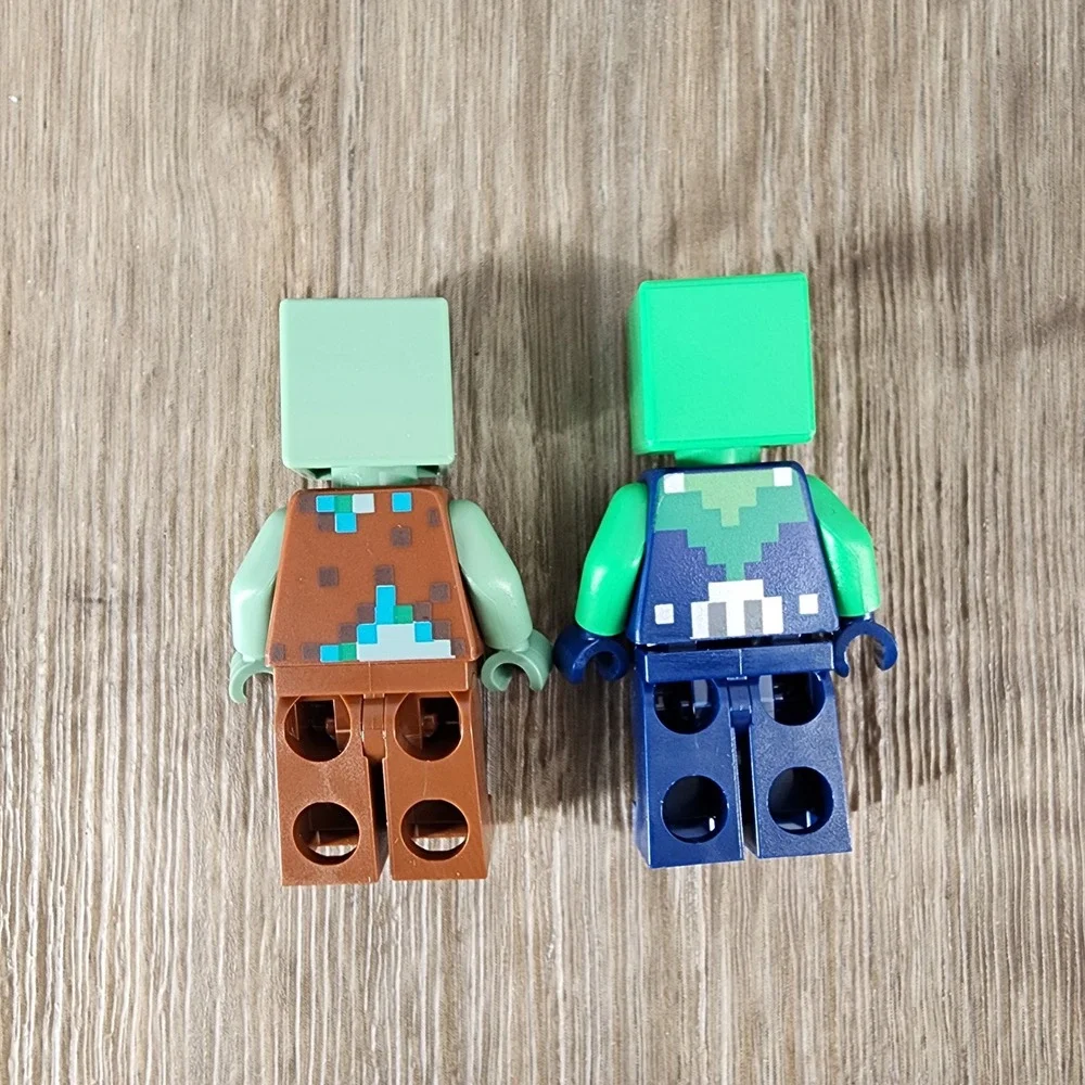 LEGO Minecraft Minifigures Lot Zombie and Drowned Figures Green Blue Brown